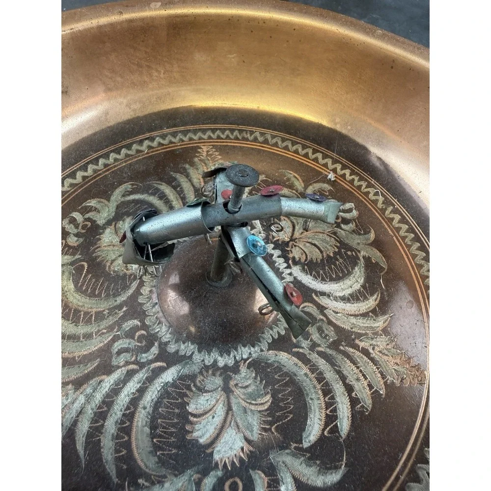 VTG Turkish Copper Hammam Bath Bowl with Articulated Fish 8 inches wide
